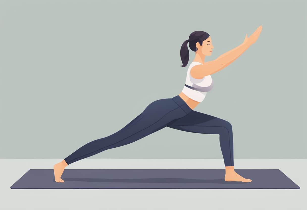 A woman in workout clothes doing yoga or pilates, focusing on core exercises to target menopause belly